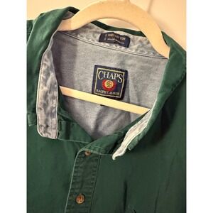 Vintage 90s Chaps Ralph Lauren Green Crest Logo Button-Down 100% Cotton 2XB